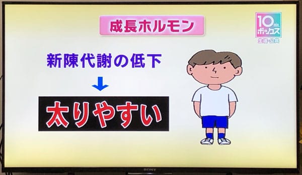 新陳代謝の低下→太りやすい